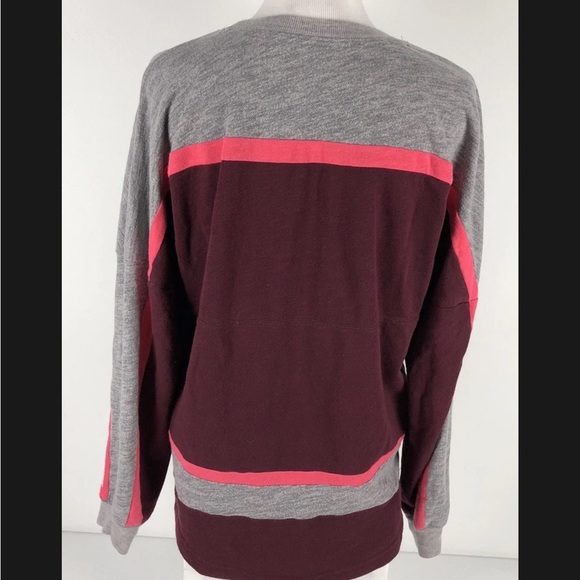 Victoria's Secret PINK Burgundy and Gray Crew Neck Sweatshirt - Picture 3 of 8